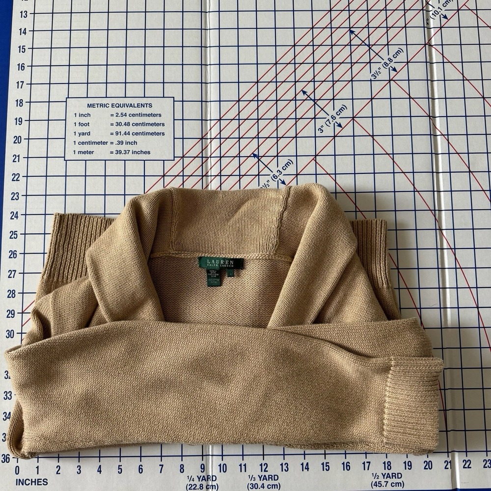 Lauren Ralph Lauren Shawl Collar Cardigan L Leather Buckle Equestrian Old Money - Picture 10 of 12